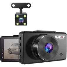 IIWEY - Подвійна камера на панелі приладів автомобіля 2K і 1080P, 6 ІЧ-ліхтарі нічного бачення, фронтальна і задня камера 1440P