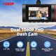 Відеореєстратор Milerong X25 Dual Dash Cam 2 камери Full HD 1080P, IPS-екран 2", нічне бачення IR, G-сенсор, моніторинг паркування