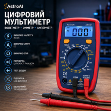 Цифровий мультиметр AstroAI вольтметр тестер автомобільний електронний амперметр омметр з підсвічуванням синій
