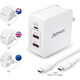 Унверсальний Зарядний пристрій адаптер для подорожей Travel Adapter QC3.0 USB-C подвійна напруга 100-240 В, 30Вт