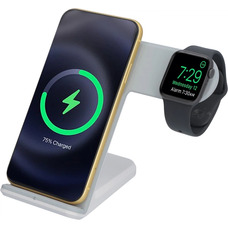 Бездротовий зарядний пристрій док-станція Charge Dock Station 2 в 1 Білий
