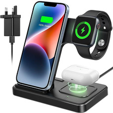 Бездротова зарядна станція 3-в-1, сумісна з телефонами Apple, iWatch, Airpods
