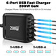 Зарядний пристрій USB C 200 Вт, блок зарядного пристрою USB C, оновлена станція швидкої зарядки GaN III на 8 портів, адаптер