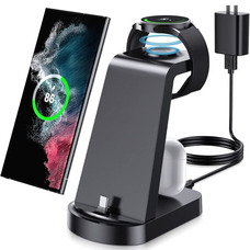 Бездротова зарядна станція 3-в-1 для Samsung Galaxy S23 S22 Watch 7 6 Pro/5/4/3 Active 1 2 Buds 2 Pro Plus, швидка зарядна станція