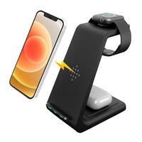 Бездротова зарядка стенд 3в1 Fast 15W iPhone+Apple Watch+AirPods Чорна