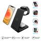 Бездротова зарядка стенд 3в1 Fast 15W iPhone+Apple Watch+AirPods Чорна